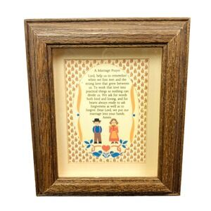 Vintage Marriage Prayer Christian Framed Art Picture Paul Sawyier Decor